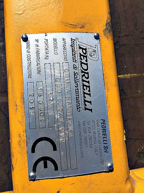 Gru_a_bandiera_3 mt_pedrielli_portata_125 kg_Attrezzatura_officina_meccanica