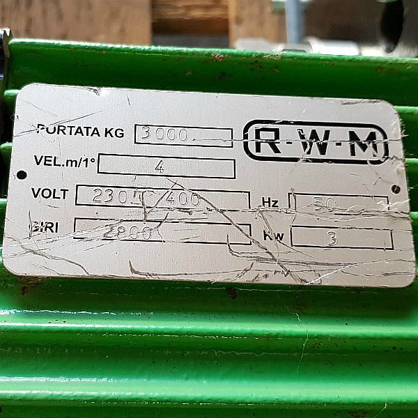 Paranco_elettrico_a_catena_marca_RWM_modello_WR 3000__portata_3000 Kg_attrezzatura_officina_meccanica